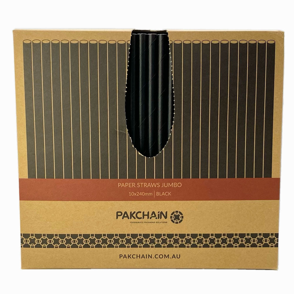 Paper Straws Jumbo 10 x 240mm XL - Black (Box)