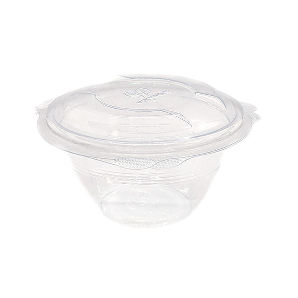 8oz (250ml) Round Salad Clamshell / Hinged Show Bowl - PLA Clear