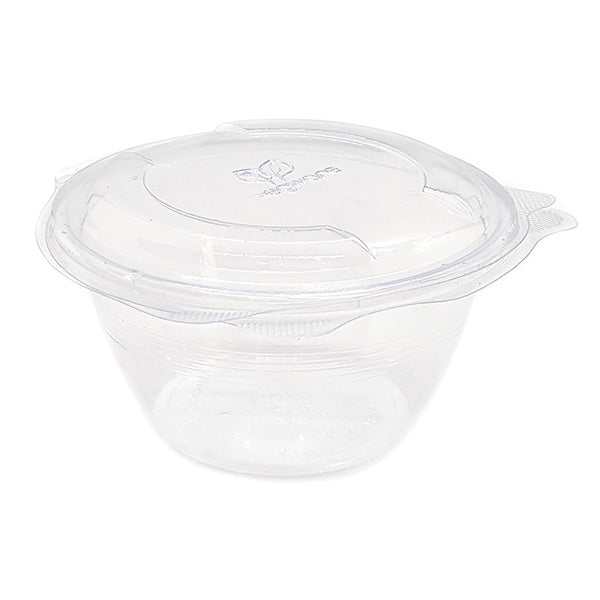 16oz (500ml) Round Salad Clamshell / Hinged Show Bowl - PLA Clear