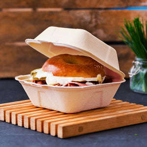 6" Burger Clam - Plant Fibre - PFAS Free - White