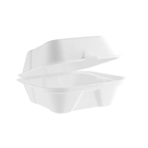 6" Burger Clam - Plant Fibre - PFAS Free - White - Image #1