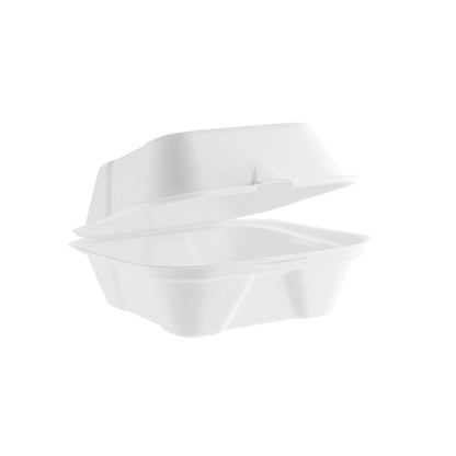 5" Burger/Slider Clam - Plant Fibre - PFAS Free - White - Image #1