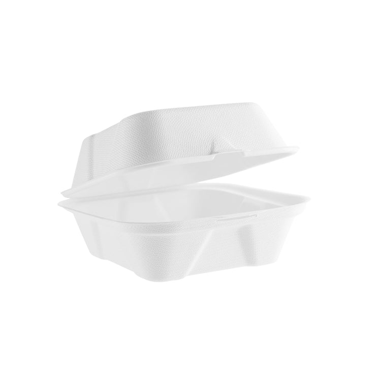 5" Burger/Slider Clam - Plant Fibre - PFAS Free - White - Image #1