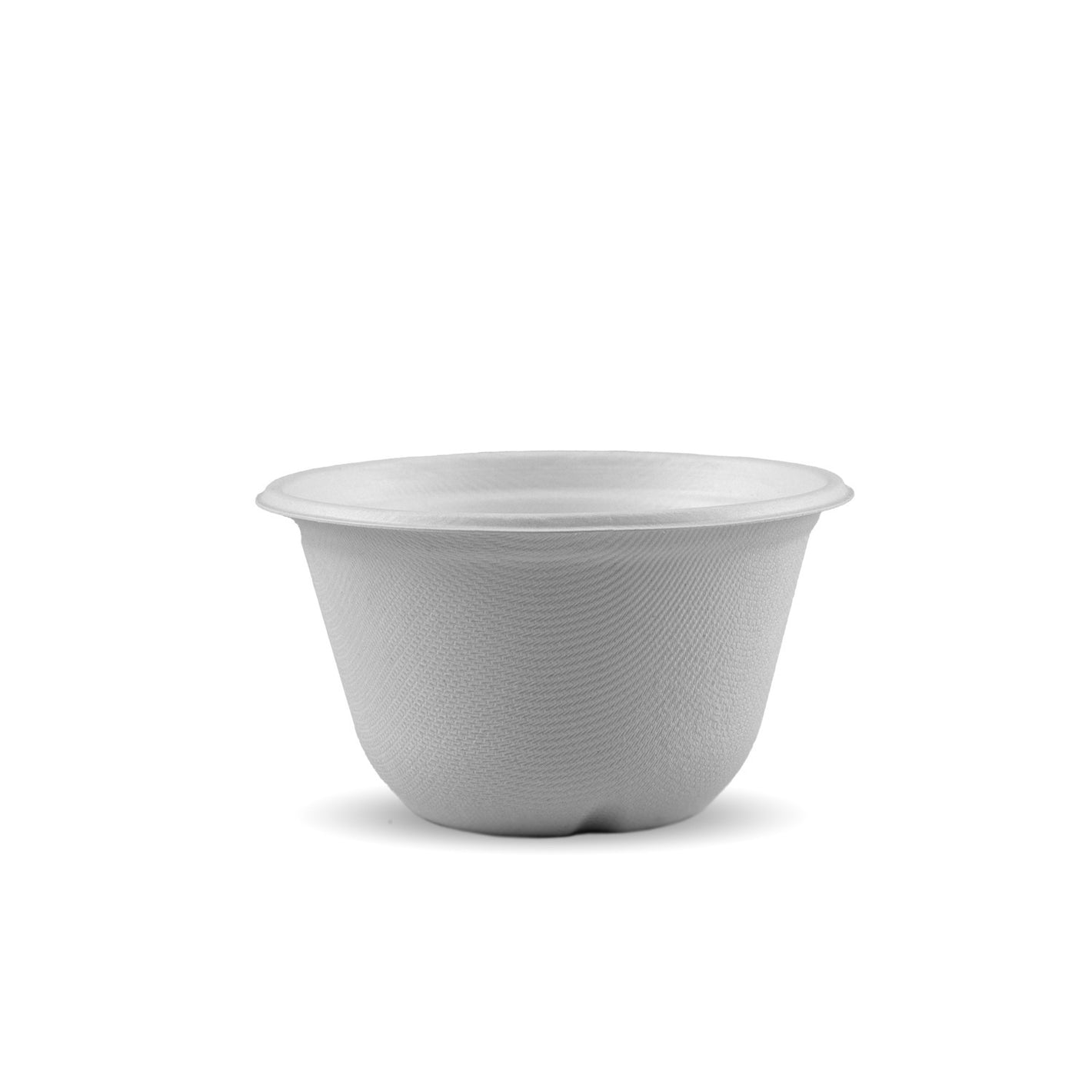 113mm diameter White plant fibre bowl on a white background