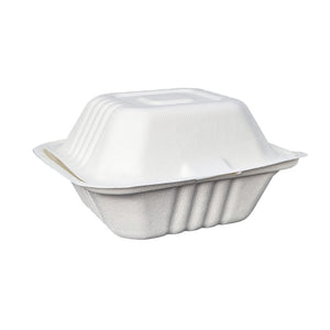 Burger Clam Regular 6 x 6" White - Sugarcane