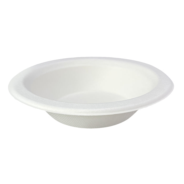 16oz (500ml) Bowl Flat Base - PFAS Free Bagasse - White