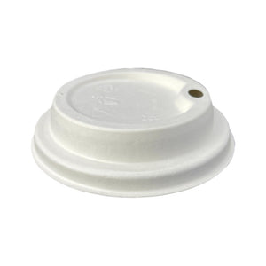 Hot Lid - Flat Traveller - Sugarcane - PFAS Free - White - 89/90 Series