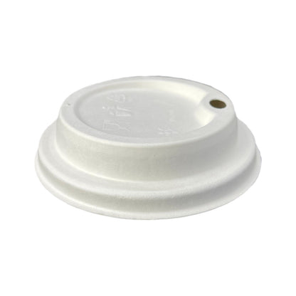 Hot Lid - Flat Traveller - Sugarcane - PFAS Free - White - 89/90 Series