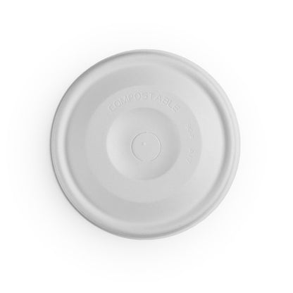 Flat Straw Hole Lid - Plant Fibre - PFAS Free - White - 89/90 Series