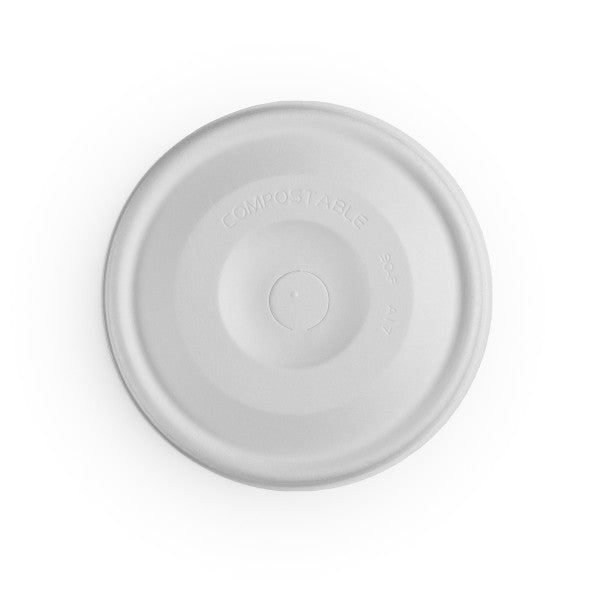 Flat Straw Hole Lid - Plant Fibre - PFAS Free - White - 89/90 Series - Image #1