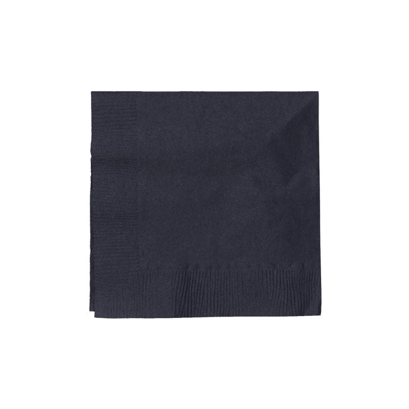Cocktail Napkin - 2 Ply - Edge Embossed - 1/4 Fold - 24x24cm - Black - Image #1