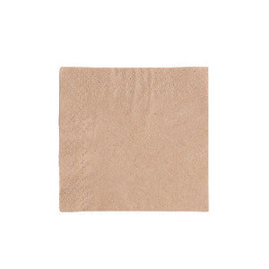 Cocktail Napkin - 2 Ply - Edge Embossed - 1/4 Fold - 24x24cm - Natural - Image #1