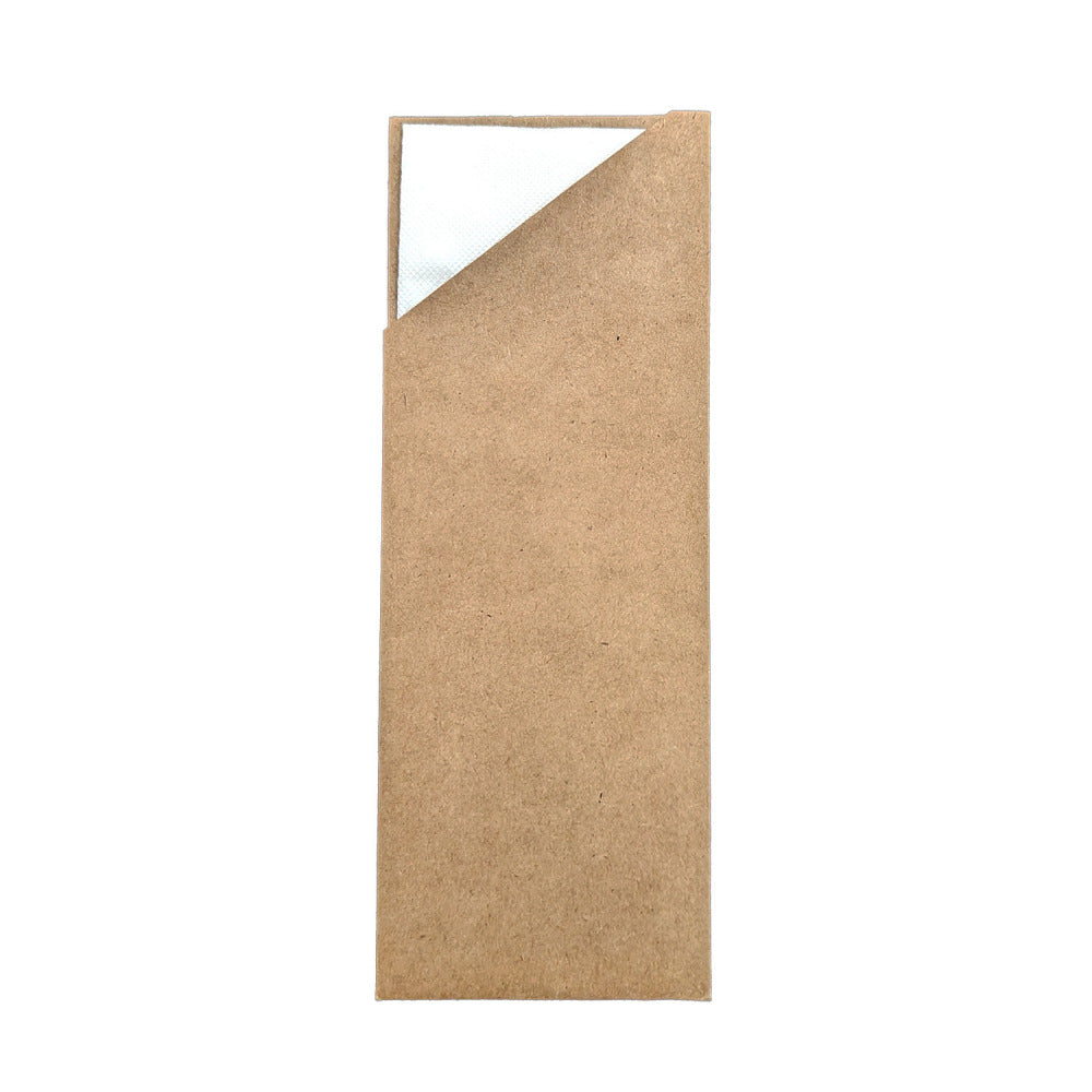Paper Cutlery Sleeve with White Napkin - Hygienic Wrap - Image #1