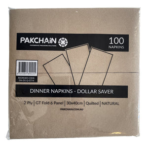 Dinner Napkin - Dollar Saver - Quilted - 1/6 GT Fold - 30x40cm - Natural - Image #2