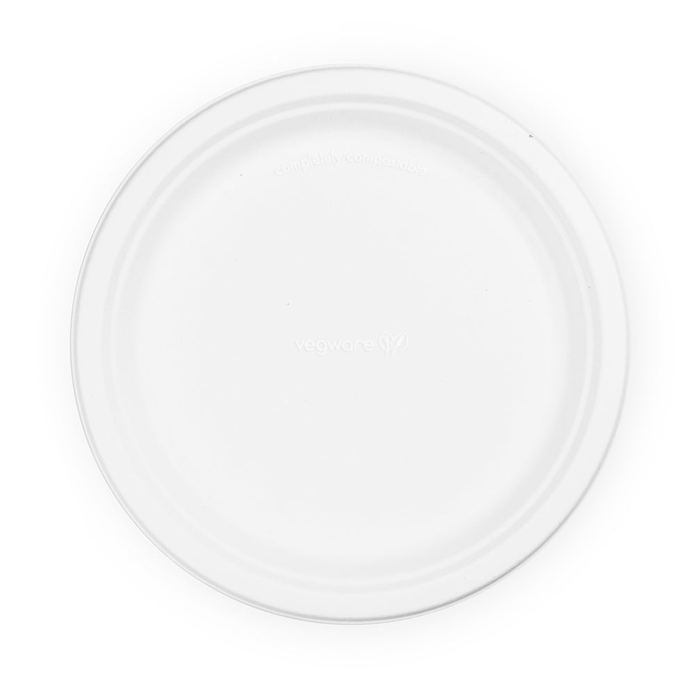 10" (25cm) Round Plant Fibre Plate - PFAS Free - White - Image #1