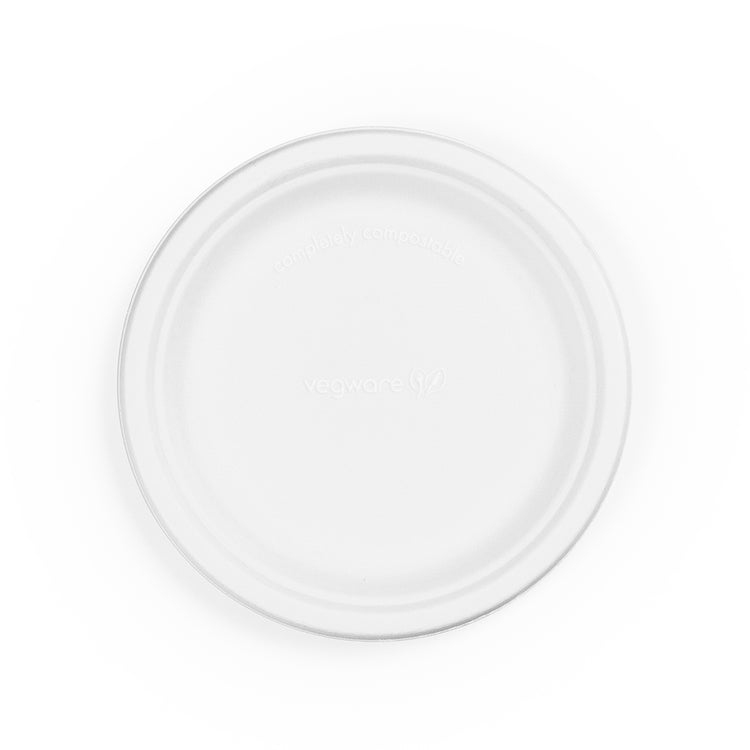 7" (18cm) Round Plant Fibre Plate - PFAS Free - White - Image #1