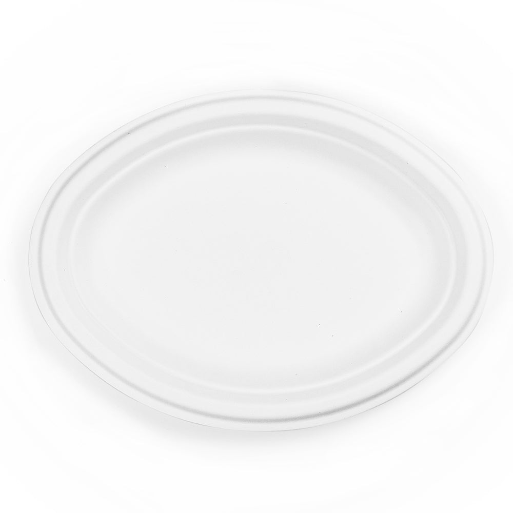 10" Oval Plant Fibre Plate - PFAS Free - White
