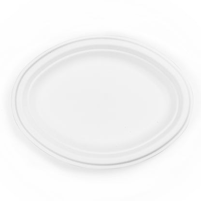 10" Oval Plant Fibre Plate - PFAS Free - White