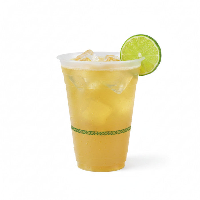 16oz (500ml) RPET Clear Cup - Green Band - 98 Series - Image #1