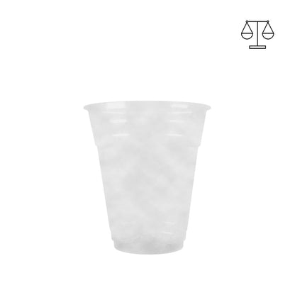 A clear plastic cold cup, designed for serving cold beverages.