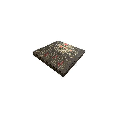 Pizza Box Gallery 7" x 42mm - Kraft/Design 10 - Black & Red - Hot Fresh Pizza - Image #1