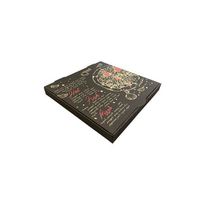 Pizza Box Gallery 9" x 42mm - Kraft/Design 10 - Black & Red - Hot Fresh Pizza - Image #1