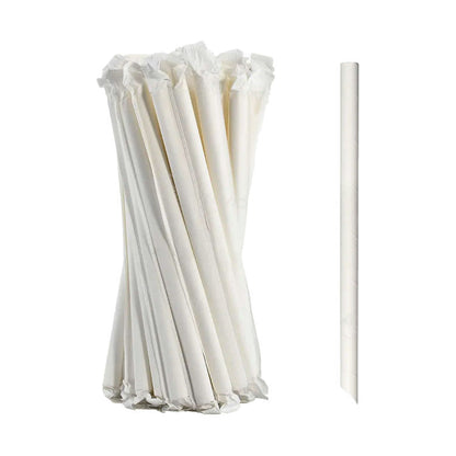 Paper Straws Bubble Tea Stab 12 x 230mm – White Wrapped