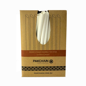 Paper Straws Bubble Tea Stab 12 x 230mm – White