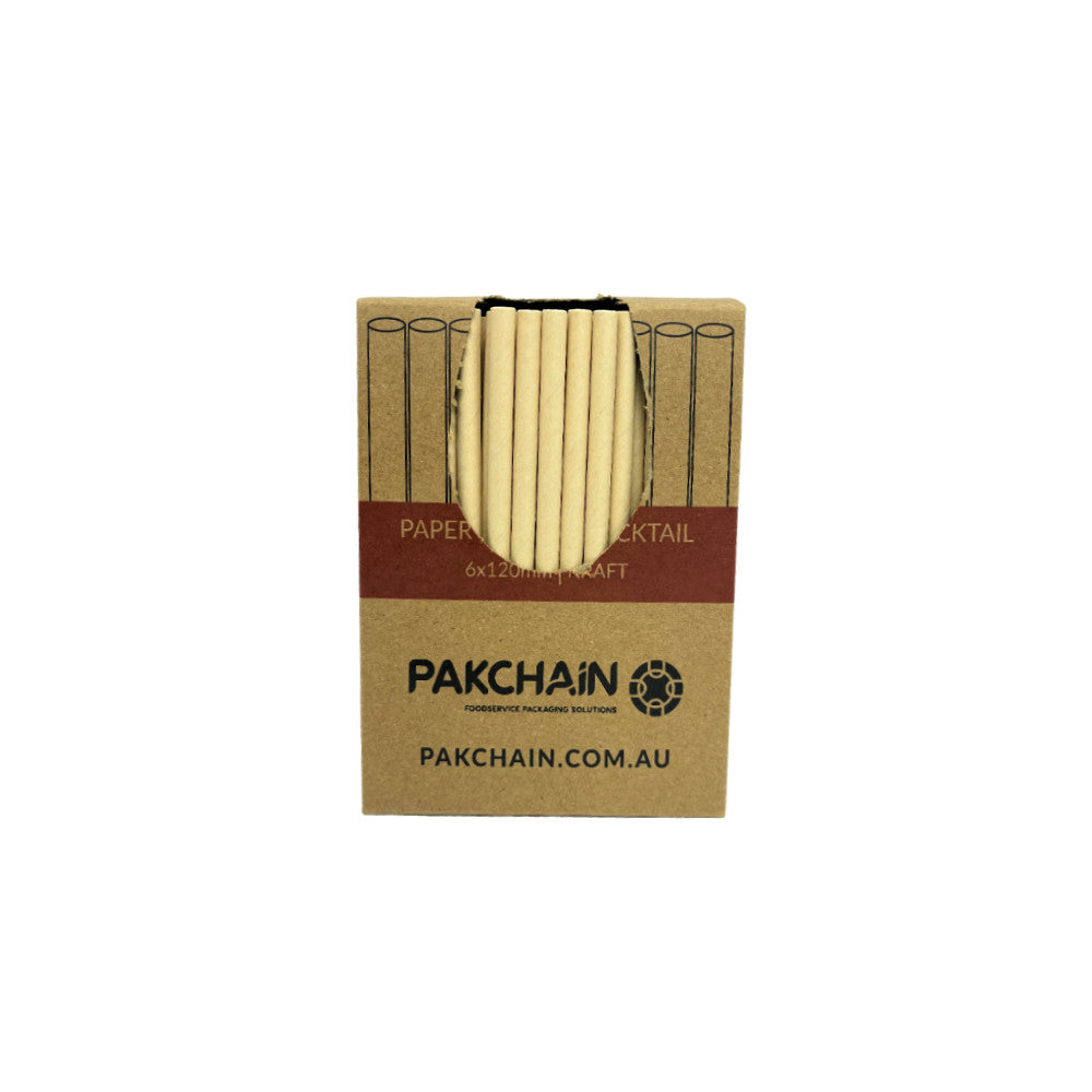 Paper Straws Cocktail 6 x 120mm - Kraft - Image #2