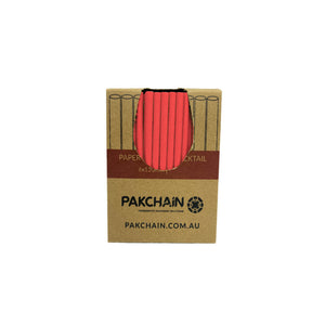 Paper Straws Cocktail 6 x 120mm - Red - Image #2