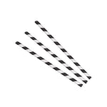 Paper Straws Cocktail 6 x 120mm - White/Black Swirl - Image #1