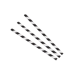 Paper Straws Cocktail 6 x 120mm - White/Black Swirl - Image #1