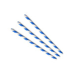 Paper Straws Cocktail 6 x 120mm - White/Blue Swirl - Image #1