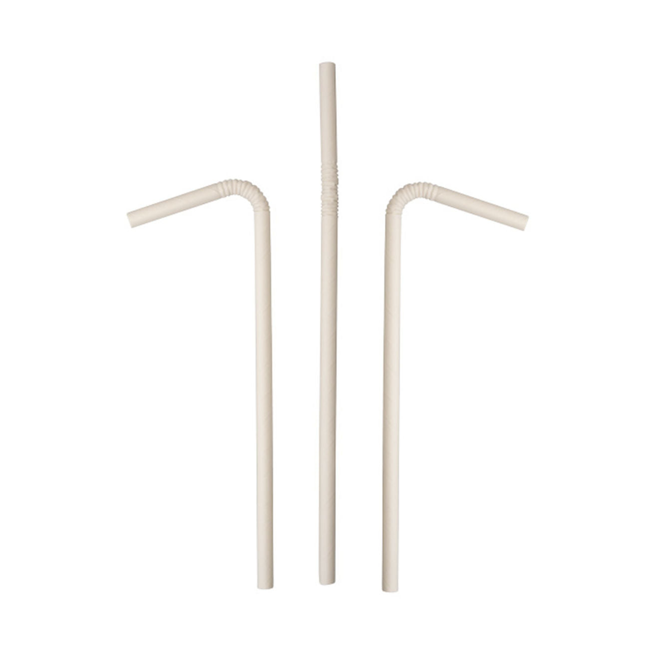Paper Straws Flexi Bendy 6 x 200mm - White - Image #1