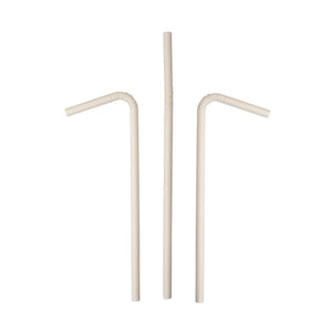 Paper Straws Flexi Bendy 6 x 200mm - White - Image #1