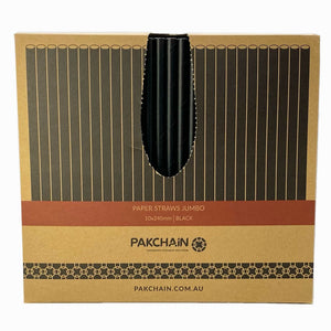 Paper Straws Jumbo 10 x 240mm XL - Black (Box)