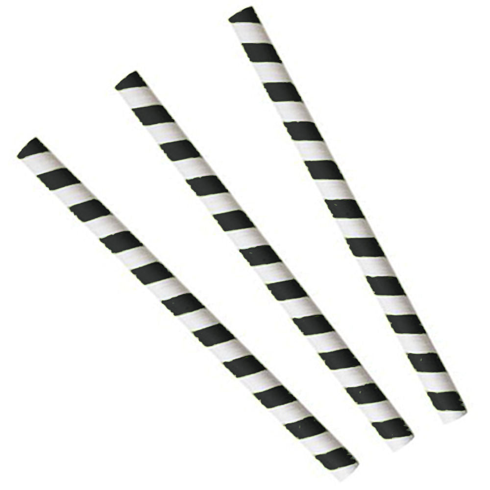 Paper Straws Jumbo 10 x 240mm - White/Black Swirl - Image #1
