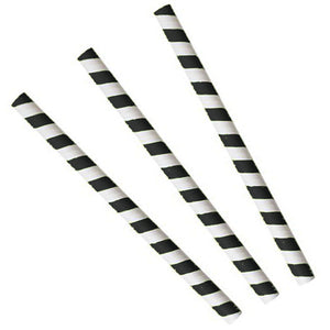 Paper Straws Jumbo 10 x 240mm - White/Black Swirl - Image #1