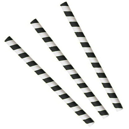 Paper Straws Jumbo 10 x 240mm - White/Black Swirl - Image #1