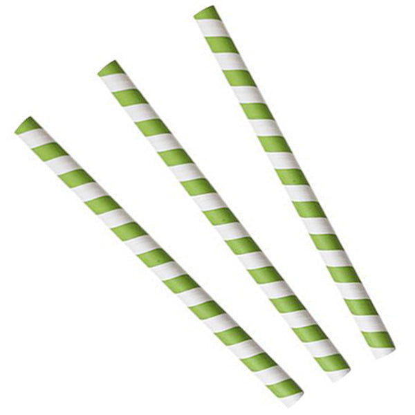 Paper Straws Jumbo 10 x 240mm - White/Green Swirl - Image #1