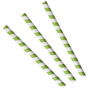 Paper Straws Jumbo 10 x 240mm - White/Green Swirl - Image #1