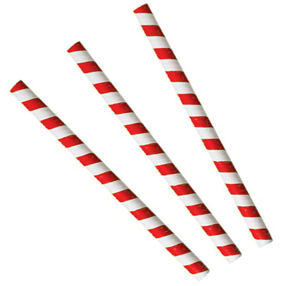 Paper Straws Jumbo 10 x 240mm - White/Red Swirl - Image #1