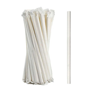 Paper Straws Jumbo 10 x 240mm – White Wrapped