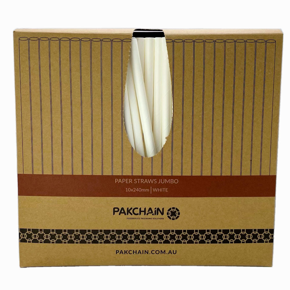 Paper Straws Jumbo 10 x 240mm - White - Image #3