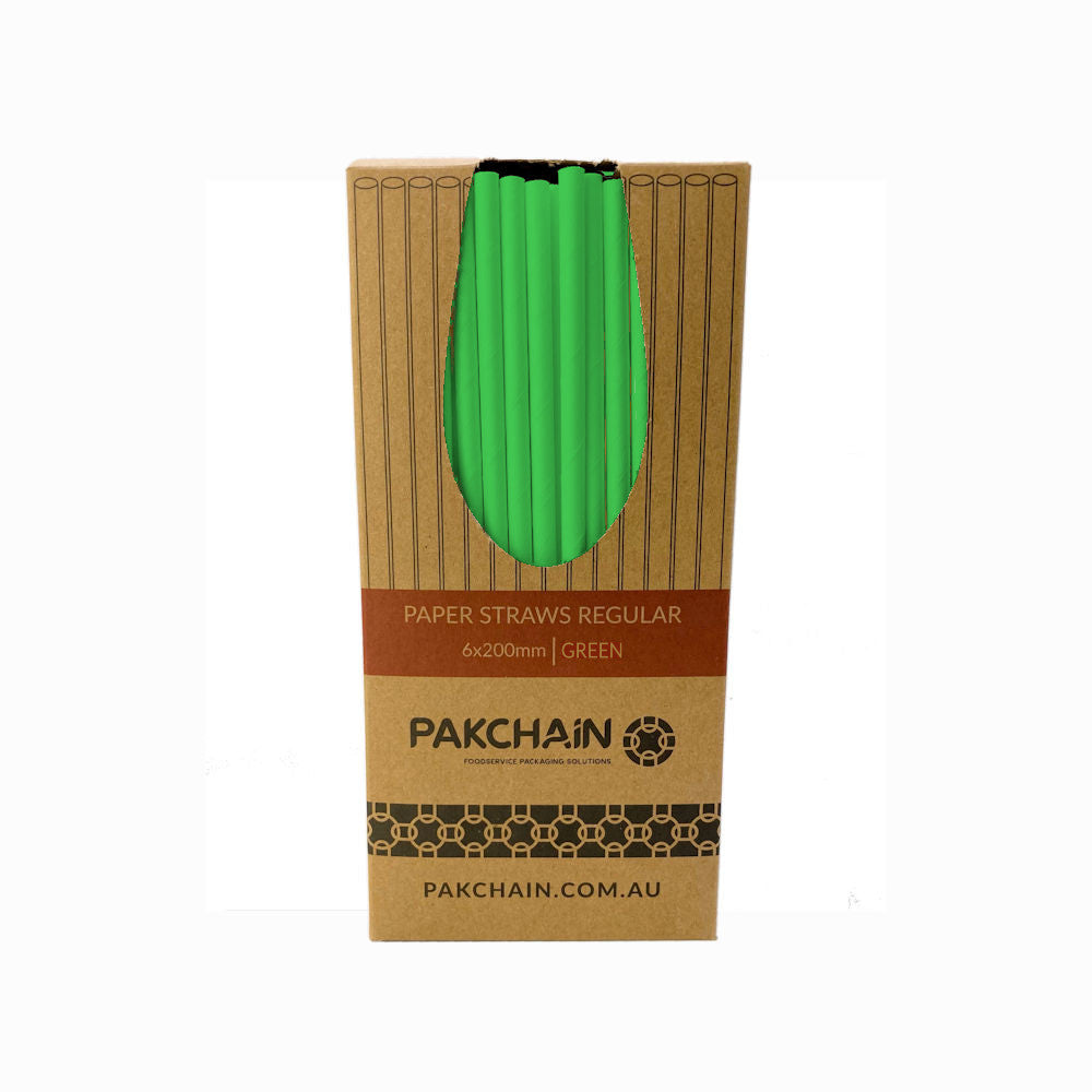 Paper Straws Regular 6 x 200mm - Green - Image #2