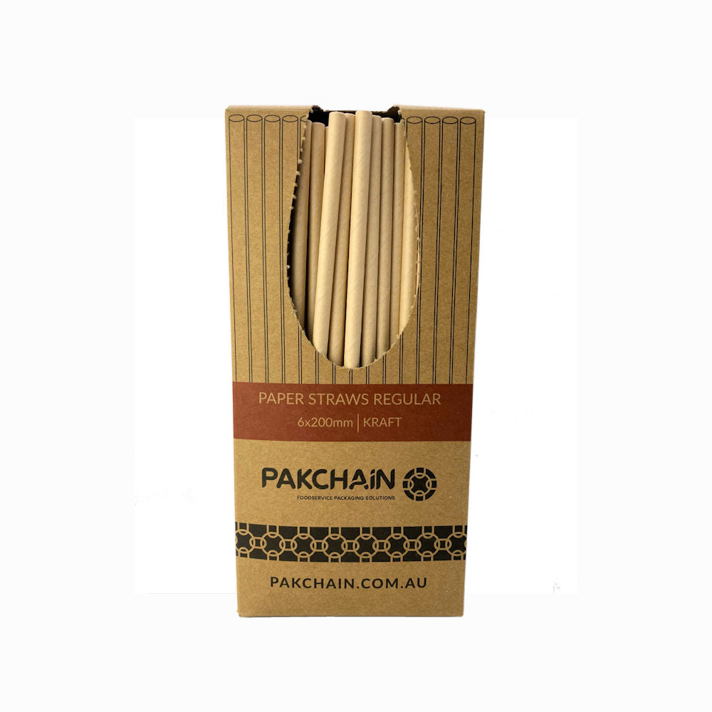 Paper Straws Regular 6 x 200mm - Kraft - Image #3
