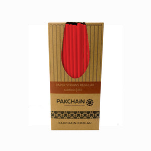 Paper Straws Regular 6 x 200mm - Red - Image #2