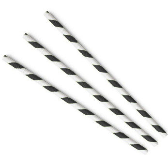 Paper Straws Regular 6 x 200mm - White/Black Swirl