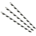 Paper Straws Regular 6 x 200mm - White/Black Swirl - Image #1
