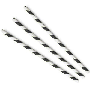 Paper Straws Regular 6 x 200mm - White/Black Swirl - Image #1